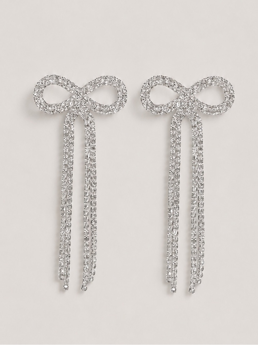 New! Silver Rhinestone Bow Earrings NWOT